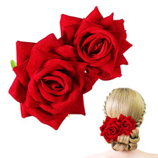 Rose Flower Hair Clip 3D Red Roses Combs Headwear Accessories Floral Brooches He