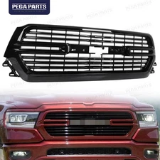 For Dodge Ram 1500 2019-2023 Front Upper Grille Grill Assembly Full Gloss Black