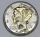 1937 Mercury Dime 90% Silver Philadelphia USA AU UNC Beautiful FB Full Bands