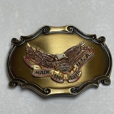 Harley Davidson Vintage 1978 Raintree Belt Buckle Wings Gold Tone