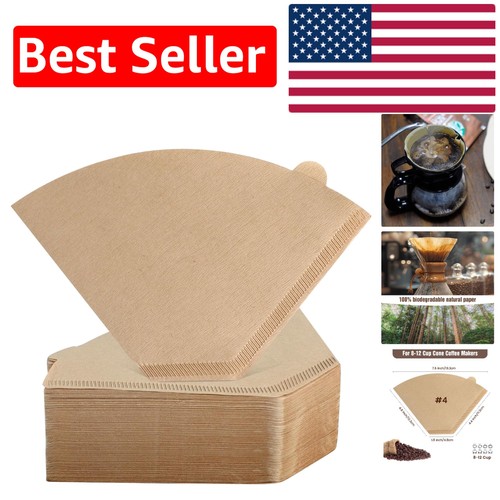 Natural Paper Coffee Filters - 200 Count Size 04 for Perfect Brewing Experience - Afbeelding 1 van 11