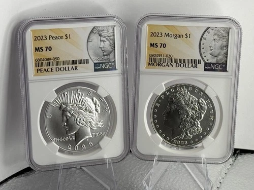 2023 Morgan and Peace Dollar $1 MS 70 - 2 Coin Set
