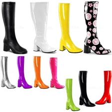 Pleaser Funtasma Stretch Knee High Full Zipper Gogo Boots Adult Women Gogo300
