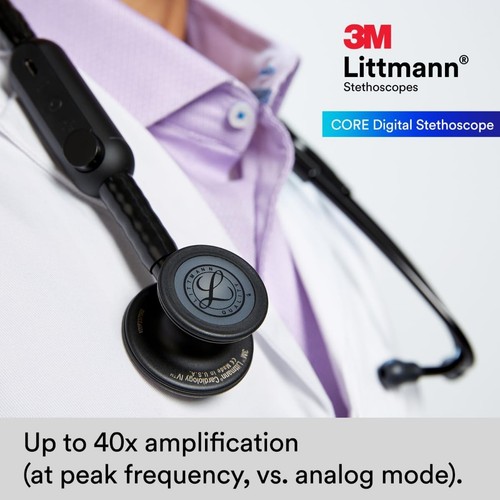 3M™ Littmann® CORE Digital Stethoscope, Black Chestpiece, Tube, Stem - Picture 7 of 8