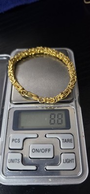 Elegante byzantinische Gliederkette Armband 925 Sterling Silber mit schwerem Gold Overlay