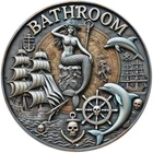 Pirate Bathroom Fun Vintage Round Tin Metal Signs Home Décor 8x8