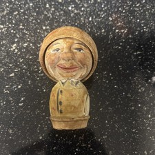VTG HAND CARVED & PAINTED WOOD BOTTLE CORK ST...