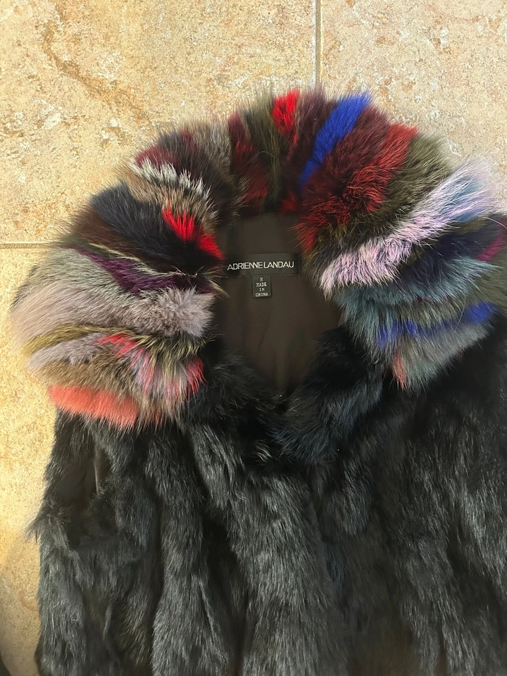 Adrian Landau rabbit fur vest with fox collar - Image 2 of 3