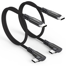 Short USB C Cable Right Angle 1Ft, 2-Pack 90 Degree USBC 60W Cord 3A Fast