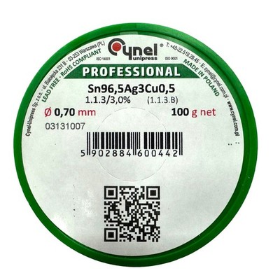 Lötzinn SAC305  Bleifrei Ag Lötdraht Ø0,7mm 100g Sn96,5Ag3Cu0,5 Flußmittel 3%