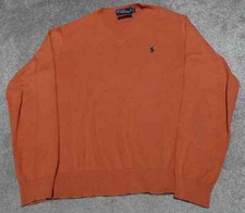Polo Ralph Lauren Knit Sweater Men's Large Orange Pullover Long Sleeve