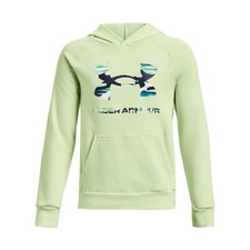 NWT Boy's Under Armour Big Logo Fill Rival Fleece Hoodie Size Large Green RR2
