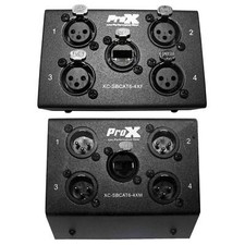 ProX XC-SBCAT6-4XM 4-Channel Cat6 Male XLR Snake Box  Female Snake Box Pack