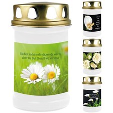 Świeca nagrobna Biała z motywem 48 godzin Światło nagrobne Świece nagrobne Dekoracja nagrobna Światła nagrobne