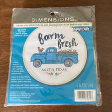 Dimensions Cross Stitch Kit 6" Round-Farm Fresh Personalize Your Town NIP