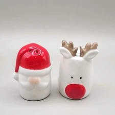 North Spruce Lane Santa & Rudolph Salt & Pepper Shakers, NWOT