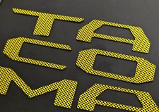 Yellow Carb Raised Plastic Letters Inserts fits Toyota Tacoma 2016-2023 Tailgate