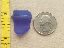 GENUINE BEACH SEA GLASS SURF TUMBLED COBALT BLUE NECK LIP FROSTED PENDANT E06