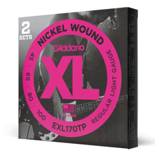D  Addario EXL170TP Nickel Wound Regular Light Gauge Bass Strings 45/100 2 Sets
