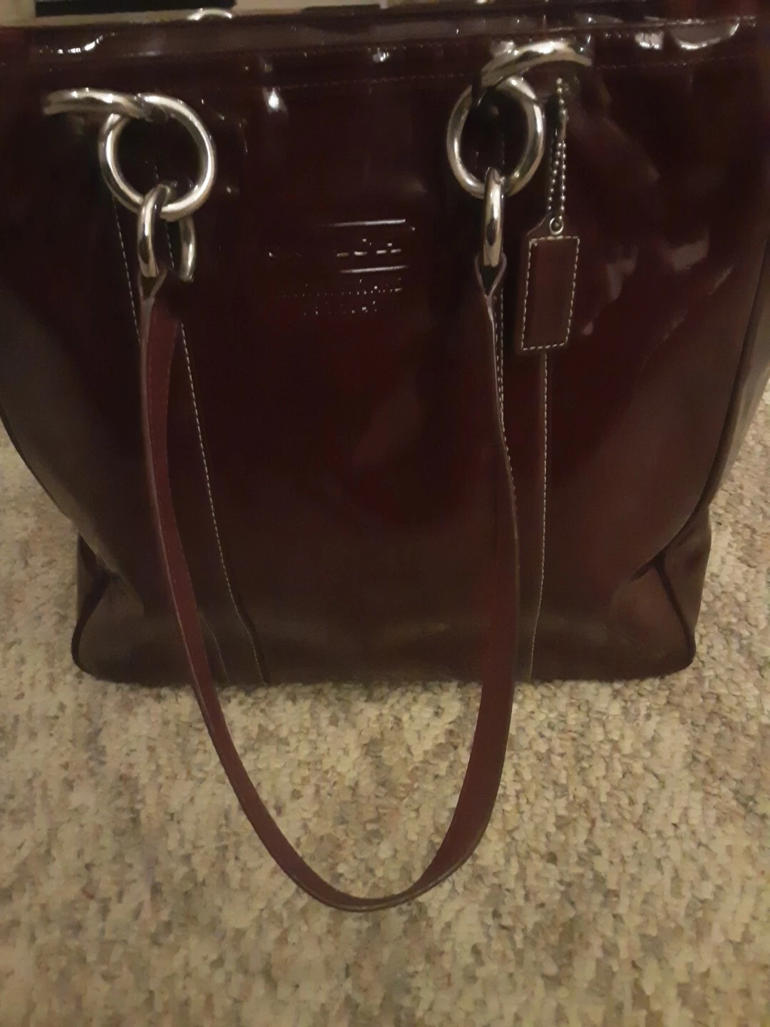 Borsa Coach Y2K vintage RARA grande borsa a tracolla bordeaux vernice pelle