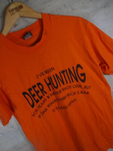 T-Shirt Hirschjagd orange Stich 90er große Grafik Vintage Obstwebstuhl bestes Tag M - Bild 2 von 6