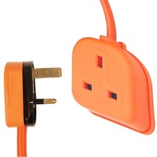 1 GANG  Extension Lead Orange 3, 5, 7, 10 & 15  Metre 13A