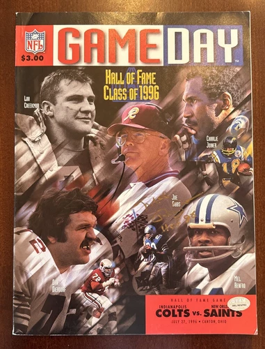 1996 NFL Hall of Fame Game Day Program Signed by Bob Lilly and Jackie Smith