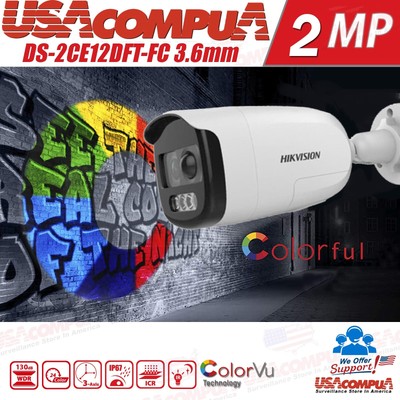 HIKVISION 2MP ColorVu DS-2CE12DFT-FC Outdoor Bullet Camera 3.6 Fixed Lens