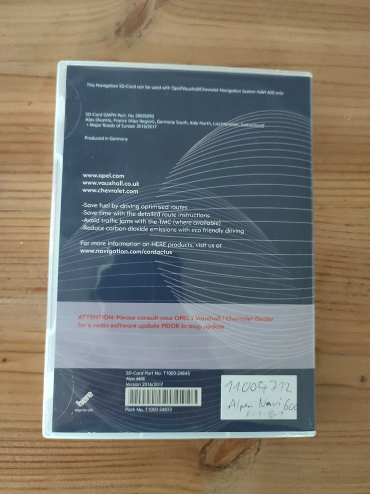 SD Karte Navigation OPEL Chevrolet NAVI 600 Alpen Österreich Schweiz 2016/2017 - Bild 2 von 4