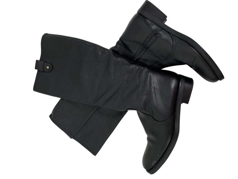 Bally Mujer Talla 35 EU 5 EE. UU. Negro Cuero Botas Altas Cremallera Lateral Tacón Bajo Italia Foto 4 de 4
