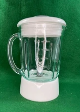 White Cuisinart Glass Blender Jar 40oz/5-Cup BFP-703 with Lid, Base and Blade