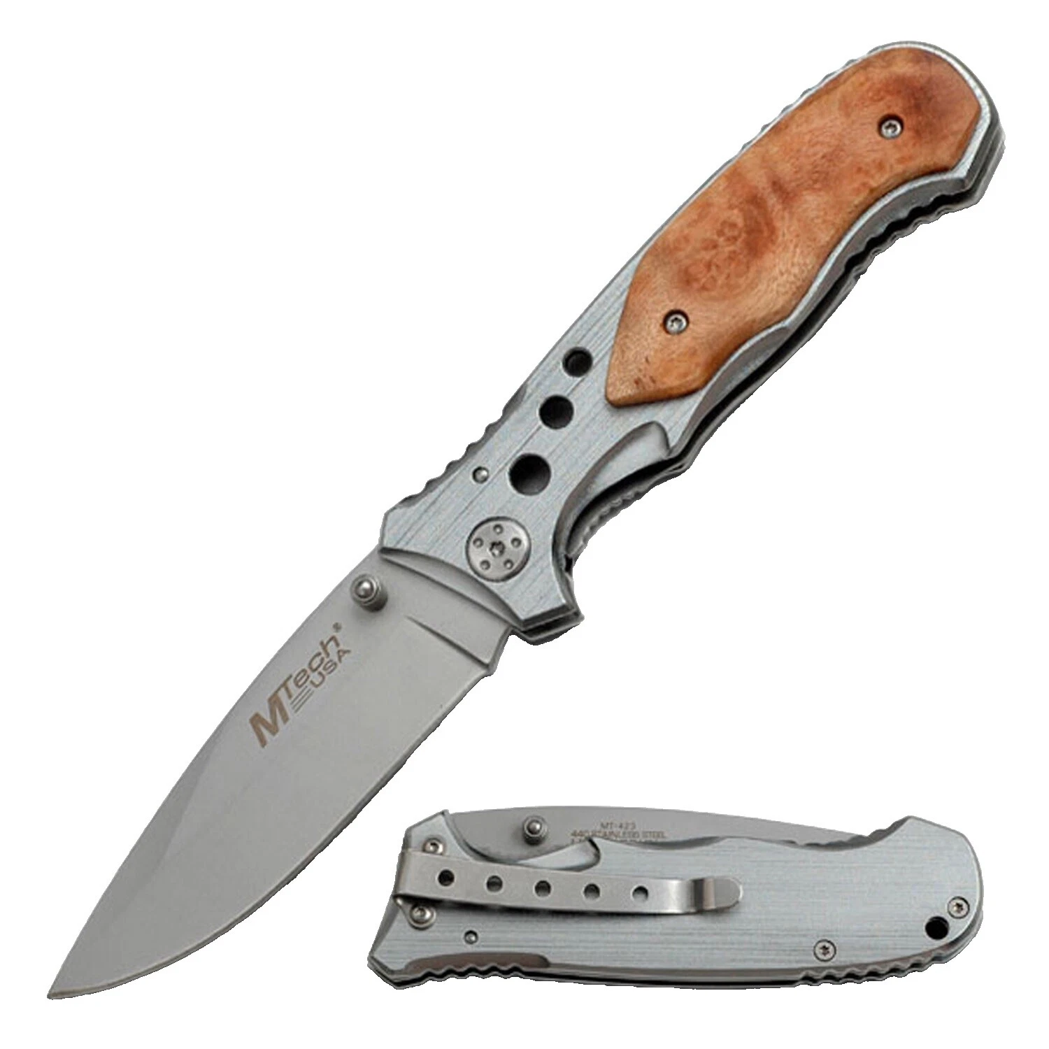 Mango de Madera M-Tech táctico Cuchillos plegables de colección