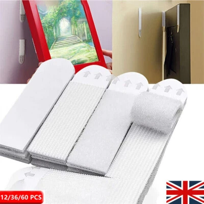 YANQUEENS 12-60X Picture Hanging Adhesive Strip Command Damage Free Self Frame Wall Frames
