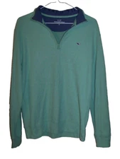 Vineyard Vines Mens Small Green 100% Pima 1/4 Zip Long Sleeve Pullover Sweater