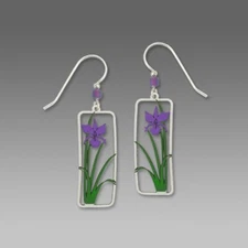 Sienna Sky Earrings Sterling Silver Hook Beautiful Purple Iris Handmade in USA