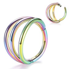 16G Hinged Septum Clicker CZ/Opal Segment Nose Ring Lip Ear Cartilage Daith- ONE