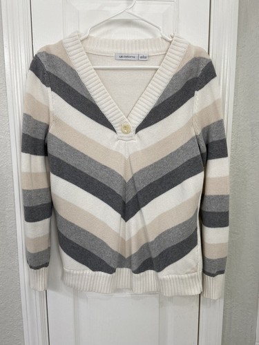 Liz Claiborne Pullover Sweater Gray Tan 