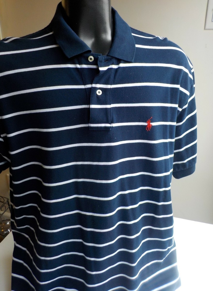 Polo Ralph Lauren 100% Cotton S/S Polo Shirt Navy and White