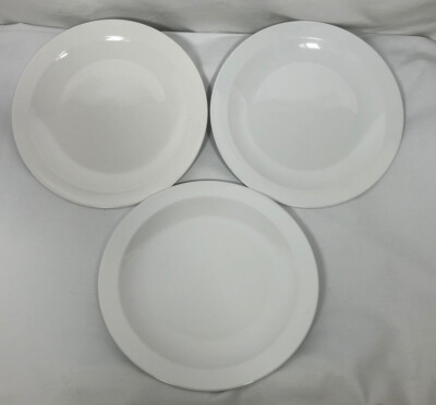 CENTURA Corning Dinner Plates White Narrow Rim 10 1/2'' Vintage Set Of 3