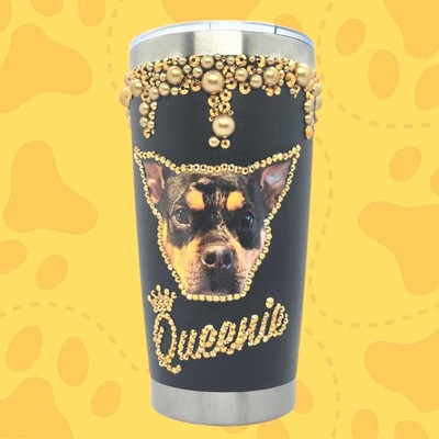 BEJEWELUXE HAUSTIERFOTO individuell, Metall, schwarz, isolierte heiße und kalte Tasse