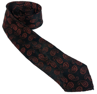 Melite Vintage 60er Jahre Herren Krawatte Krawatte schwarz/kupferrot Paisleymuster