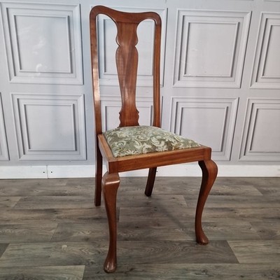 Antiker Esszimmerstuhl - Queen Anne Stil - Nussbaum Cabrio Bein Schreibtisch Schlafzimmer