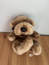 Vintage 1986 Hush Puppy Wrinkly Bulldog Dog Puppy Plush 11  Brown Shar Pei