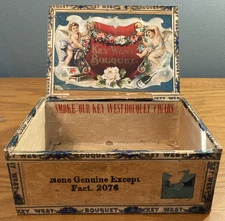 Vintage  Key West Bouquet Wood Cigar Box