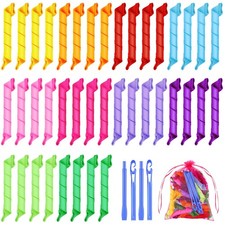 40 PCS Heatless Spiral Hair Curlers Kit, 2 Hooks Storage Bag, Multicolor Set