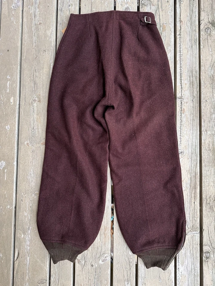 "Pantalones de esquí de lana vintage años 30 púrpura bolsillo inclinado cintura 26""" Foto 2 de 4