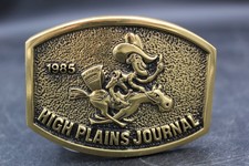 1985 HIGH PLAINS JOURNAL COMMEMORATIVE NUMBERED 788 SOLID BRASS BELT BUCKLE