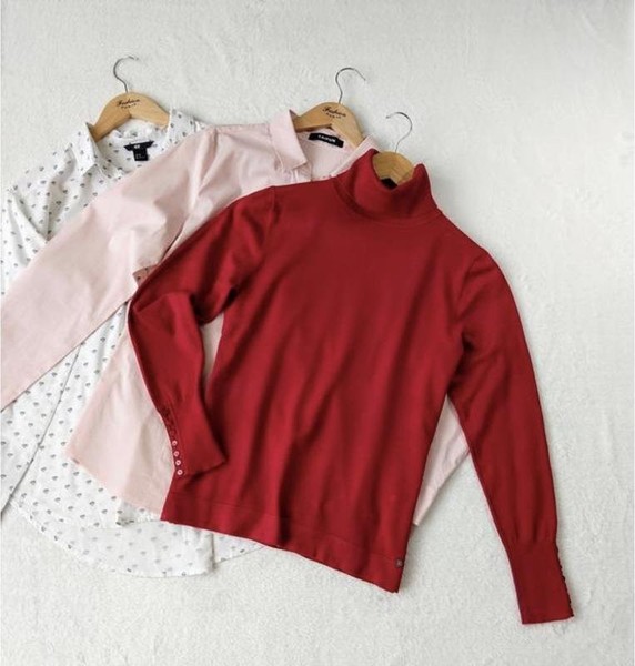Women Navyboot Turtleneck Red Viscose 38 / M / 46