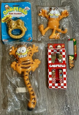 New Old Stock Vintage Jim Davis Garfield 1978 Brush Comb Spoon Fork Teether Etc
