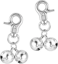 Bell for Dog Collar 2 Pack Silver Cat Collar Bell with Snap Clips Stainless Stee